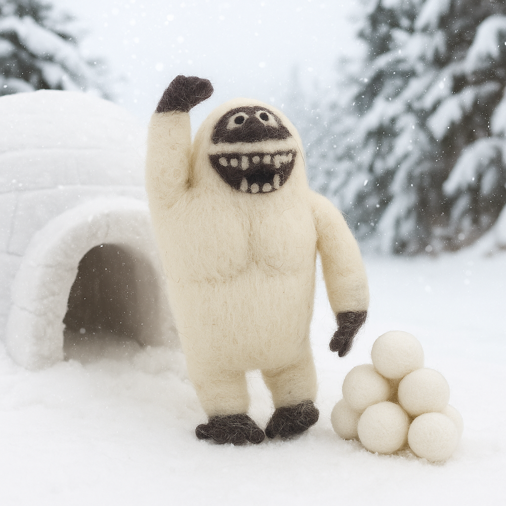 Handmade Felt Yeti Biodegradable Hanging Decoration