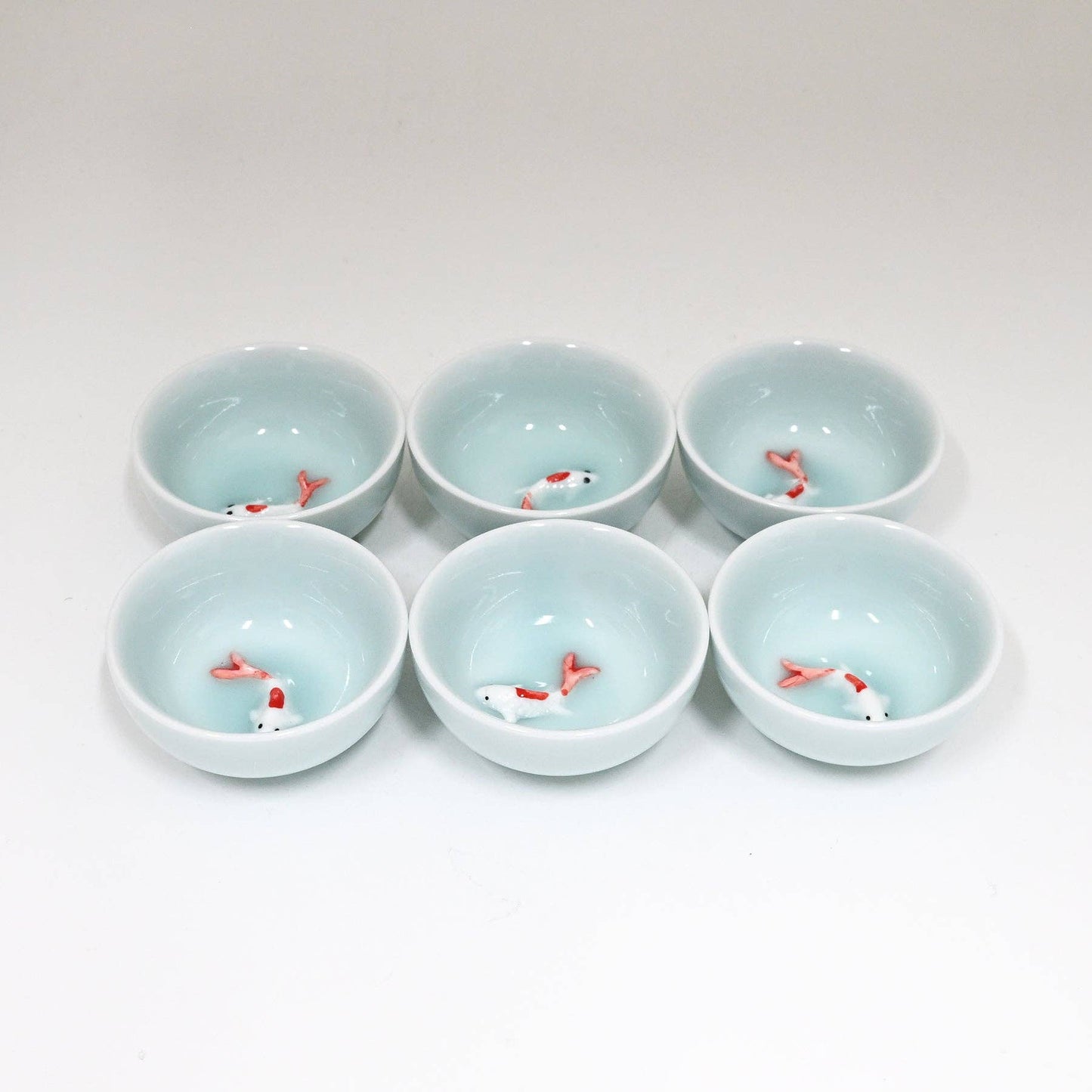 Koi Fish Kung Fu Tea Cups Set Sky Blue