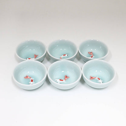 Koi Fish Kung Fu Tea Cups Set Sky Blue