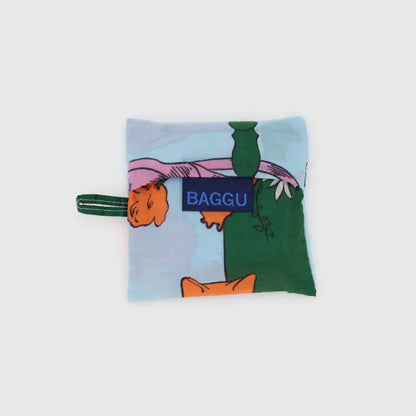 Baby Baggu bag featuring cats and flowers being folded into a pouch - PABOOM