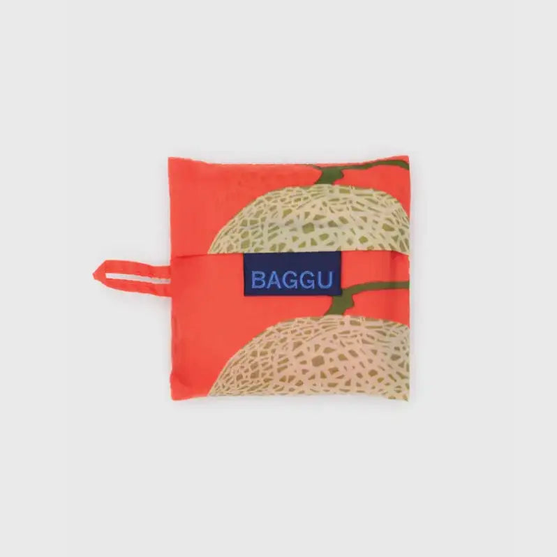Baby Baggu bag featuring a melon pattern being folded into a pouch - PABOOM