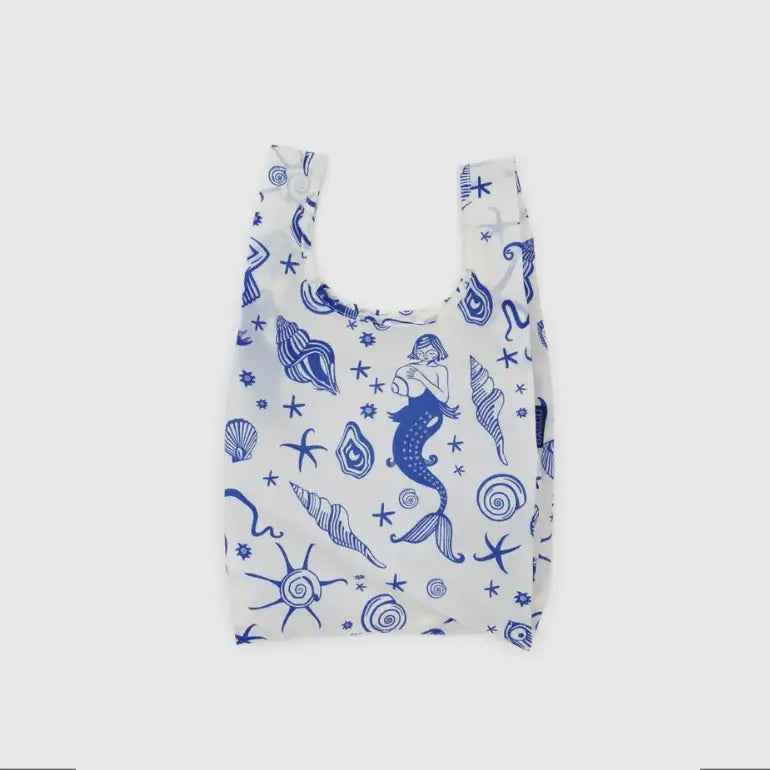 Baby Baggu bag featuring a pattern of mermaids and shells 
