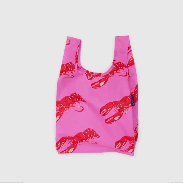Pink Baby Baggu bag featuring a pattern of lobsters