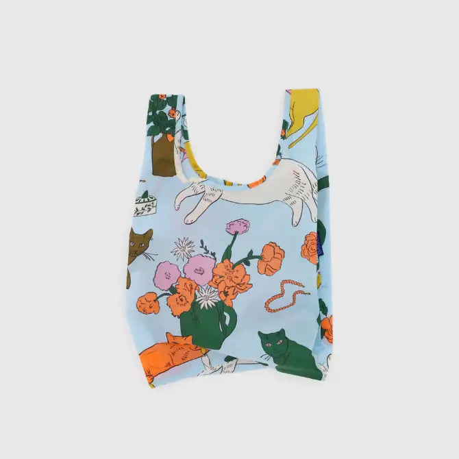 Baby Baggu bag featuring a pattern of cats and flowers - PABOOM