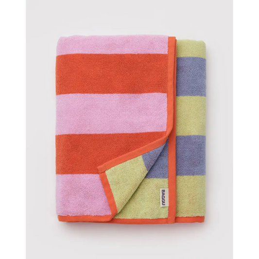 BAGGU Organic Cotton Bath Towel - Pool Stripe