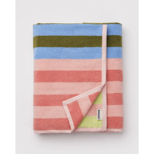 BAGGU Organic Cotton Bath Towel - Sherbet Stripe