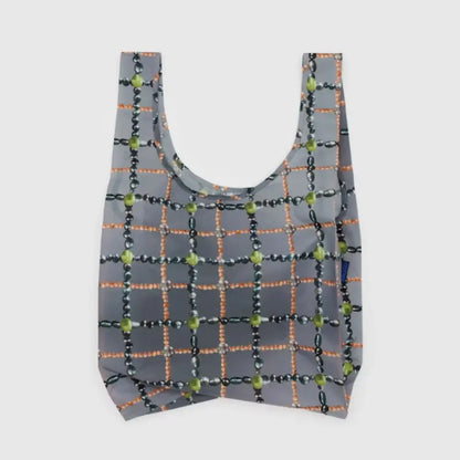 BAGGU - Big Baggu Reusable Tote Bag Beaded Plaid