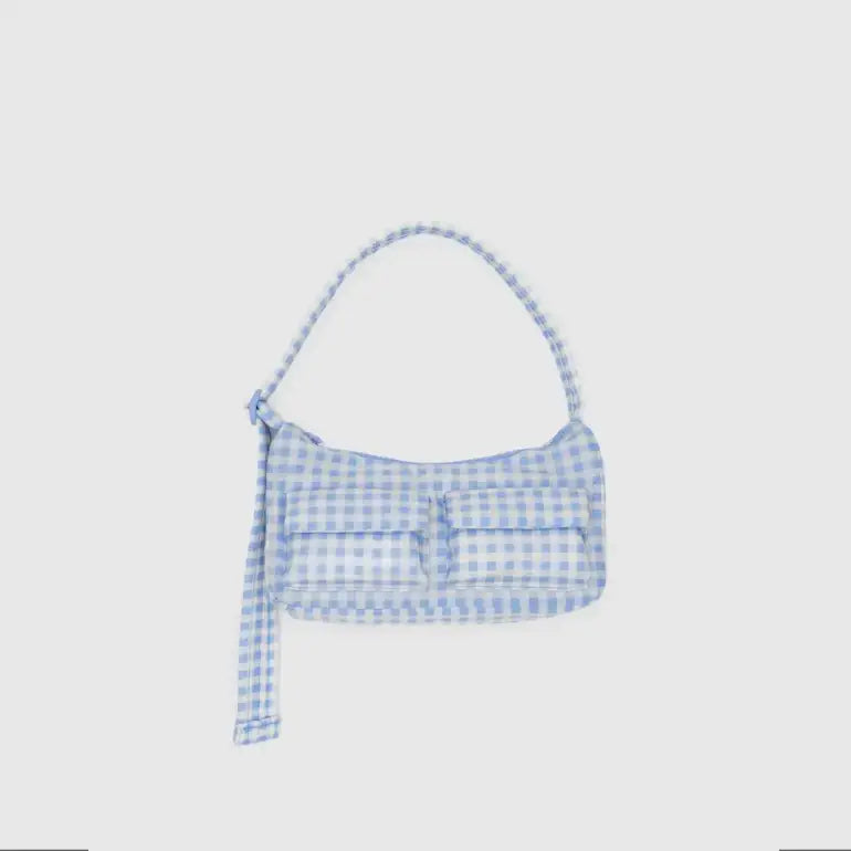 BAGGU - Cargo Shoulder Bag Light Blue Gingham