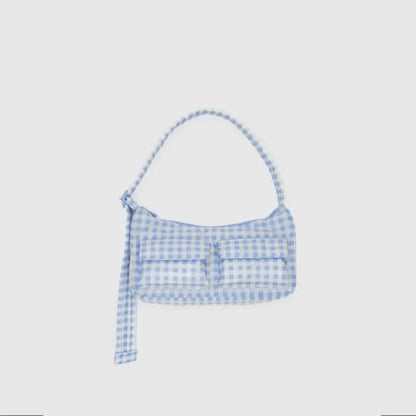 BAGGU - Cargo Shoulder Bag Light Blue Gingham