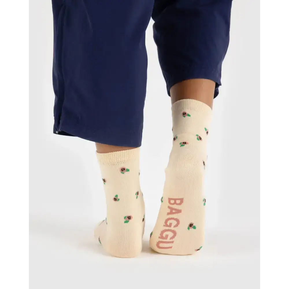 Crew Sock Cream Rosette - PABOOM