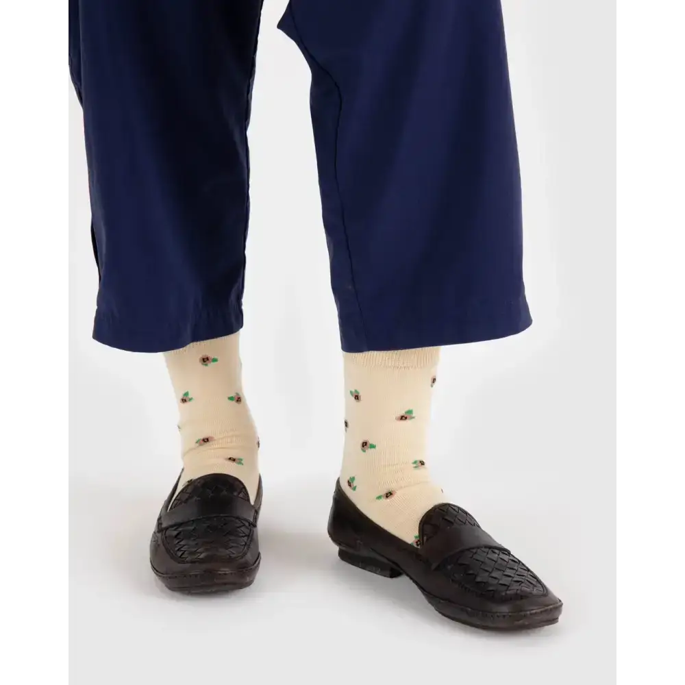 Crew Sock Cream Rosette - PABOOM