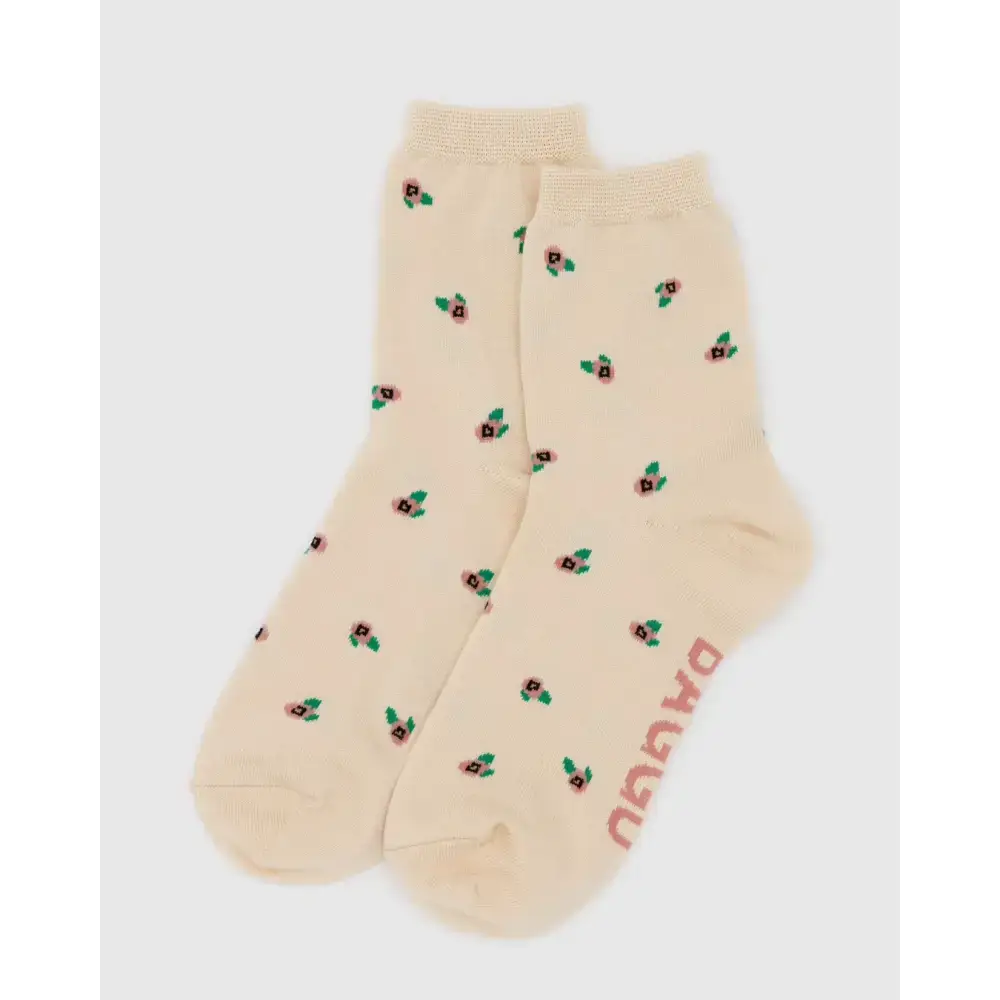 Crew Sock Cream Rosette - PABOOM