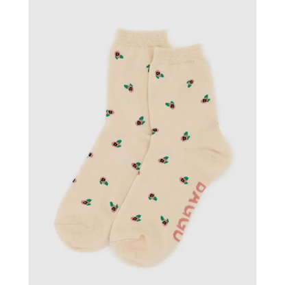 Crew Sock Cream Rosette - PABOOM