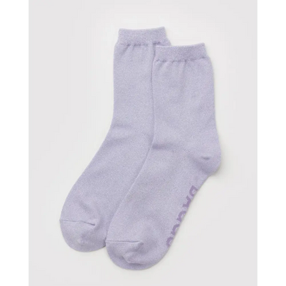 BAGGU - Crew Sock Cream Rosette Lilac Metallic