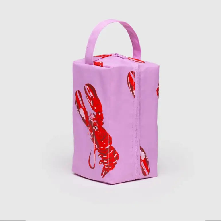 Photo of BAGGU's Dopp Kit in Pink Lobster print