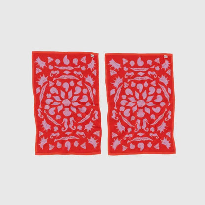 BAGGU - Hand Towel Set - two red beach towels pink