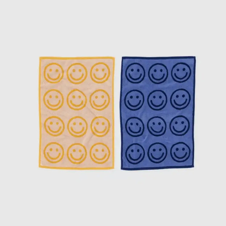 BAGGU - Hand Towel Set - two smiley face towels