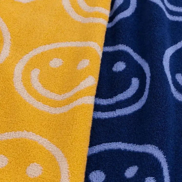 BAGGU - Hand Towel Set - yellow blue smiley face towels