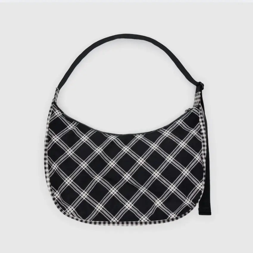 BAGGU Large Nylon Crescent Bag - Mixed Plaid