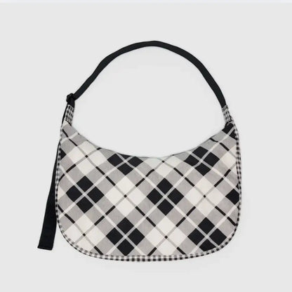 BAGGU Large Nylon Crescent Bag - Mixed Plaid