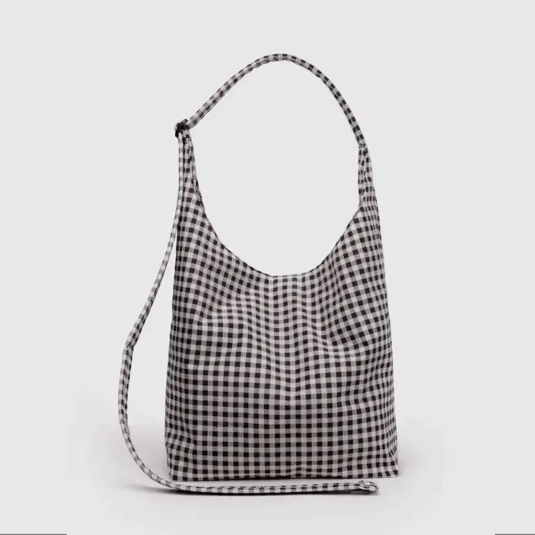 BAGGU Large Nylon Sling Bag - Black + White Gingham