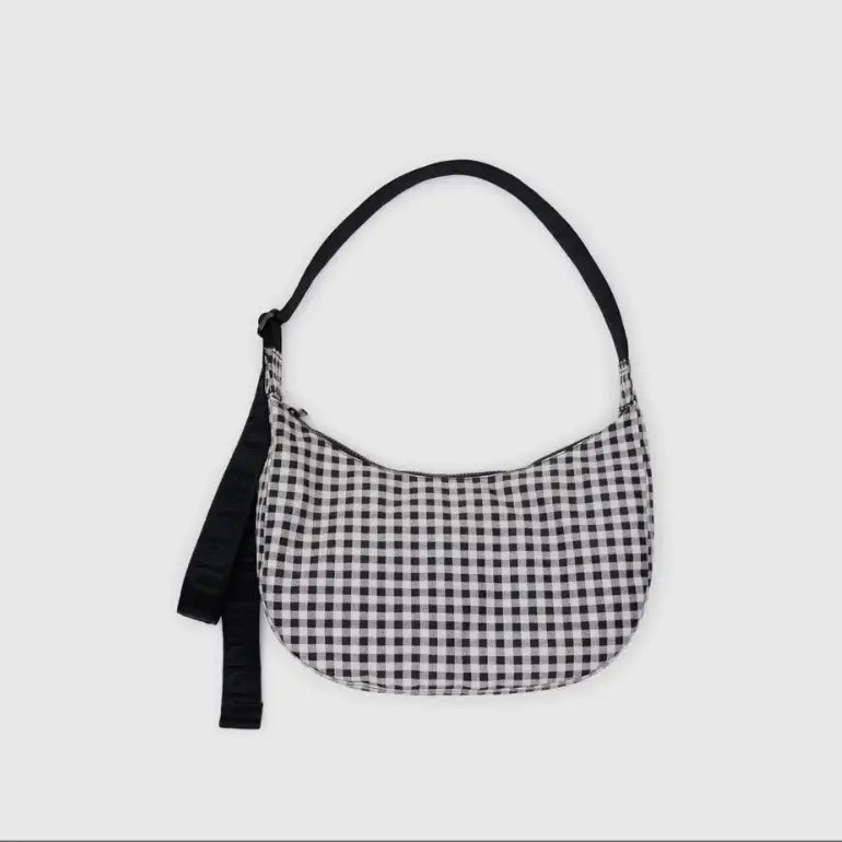 BAGGU - Medium Crescent Bag Black + White Gingham