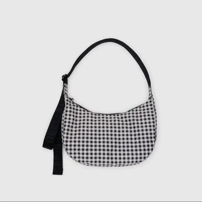 BAGGU - Medium Crescent Bag Black + White Gingham