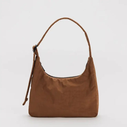 Mini Nylon Shoulder Bag Brown - PABOOM