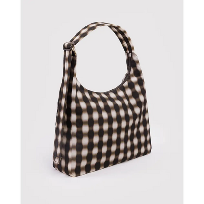 BAGGU Nylon Shoulder Bag - Blurred Gingham Brown