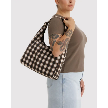 BAGGU Nylon Shoulder Bag - Blurred Gingham Brown