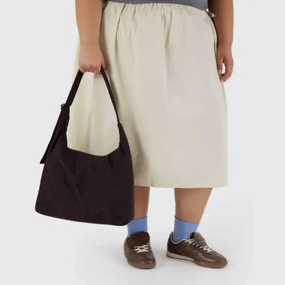 Nylon Shoulder Bag Chocolate Plum - PABOOM