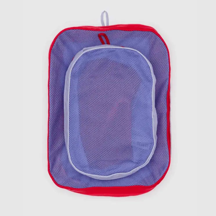 BAGGU Packing Cubes Mesh Berry Mix top view flat lay - PABOOM