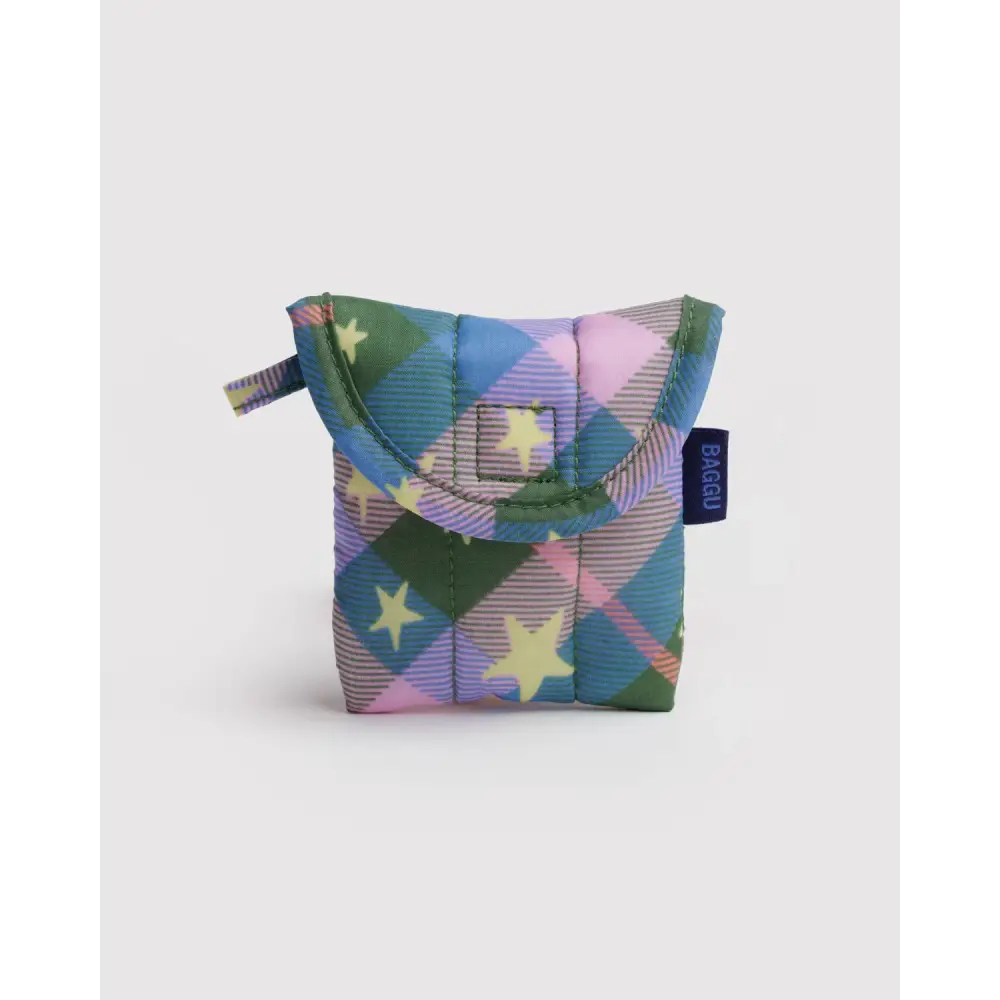 BAGGU - Puffy Earbuds Case Green Star Plaid
