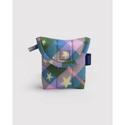 BAGGU - Puffy Earbuds Case Green Star Plaid