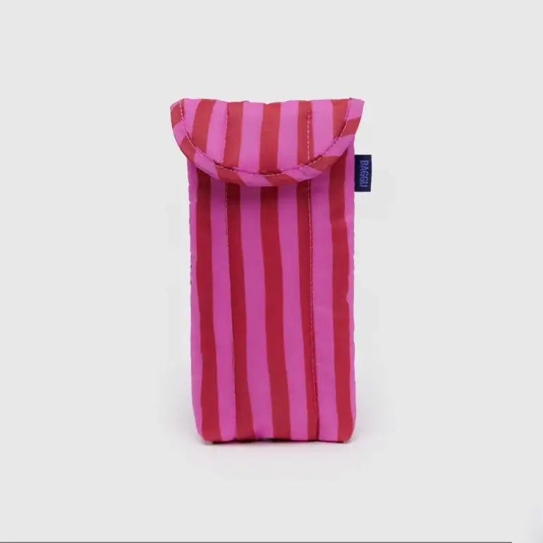 BAGGU - Puffy Glasses Sleeve Pink + Red Painted Stripe