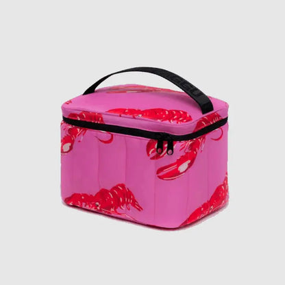 BAGGU Puffy Lunch Bag with pink lobster print - closed view - PABOOM