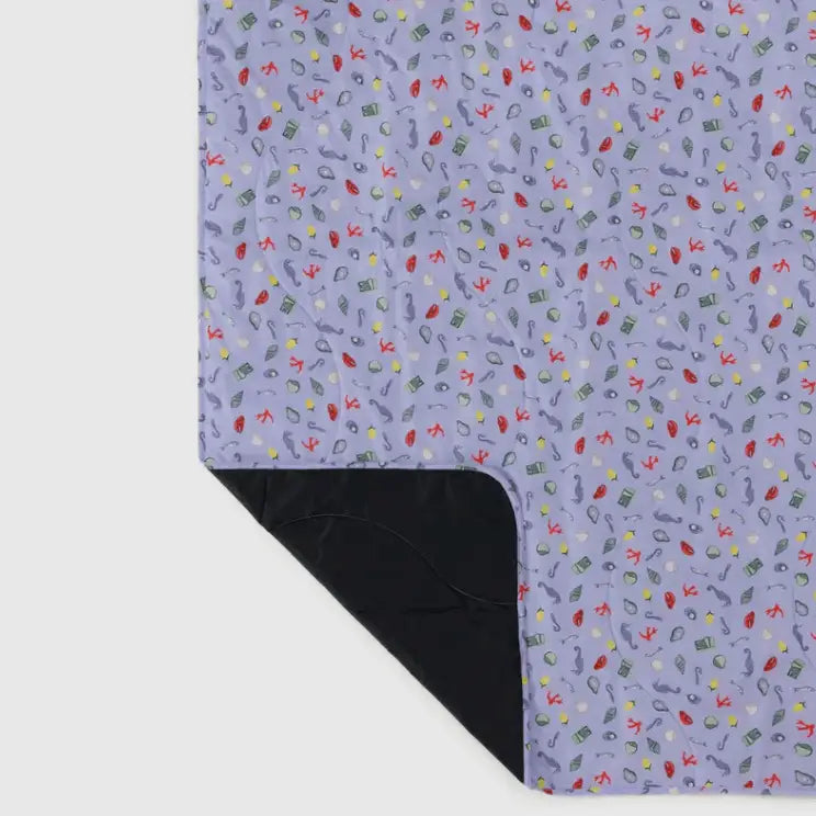 Baggu Backside and front design of Puffy Picnic Blanket Sea Charms folded out - PABOOM