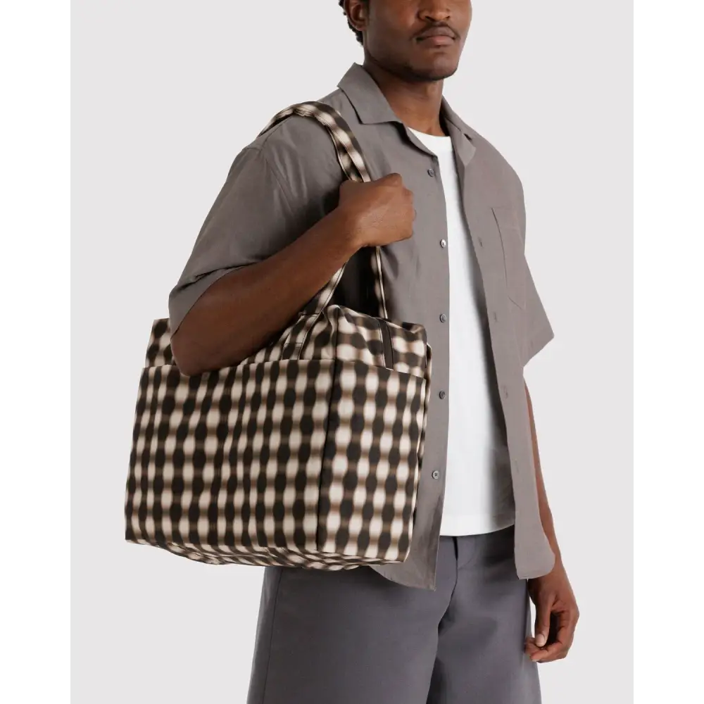 BAGGU Small Cloud Carry-On - Blurred Gingham Brown