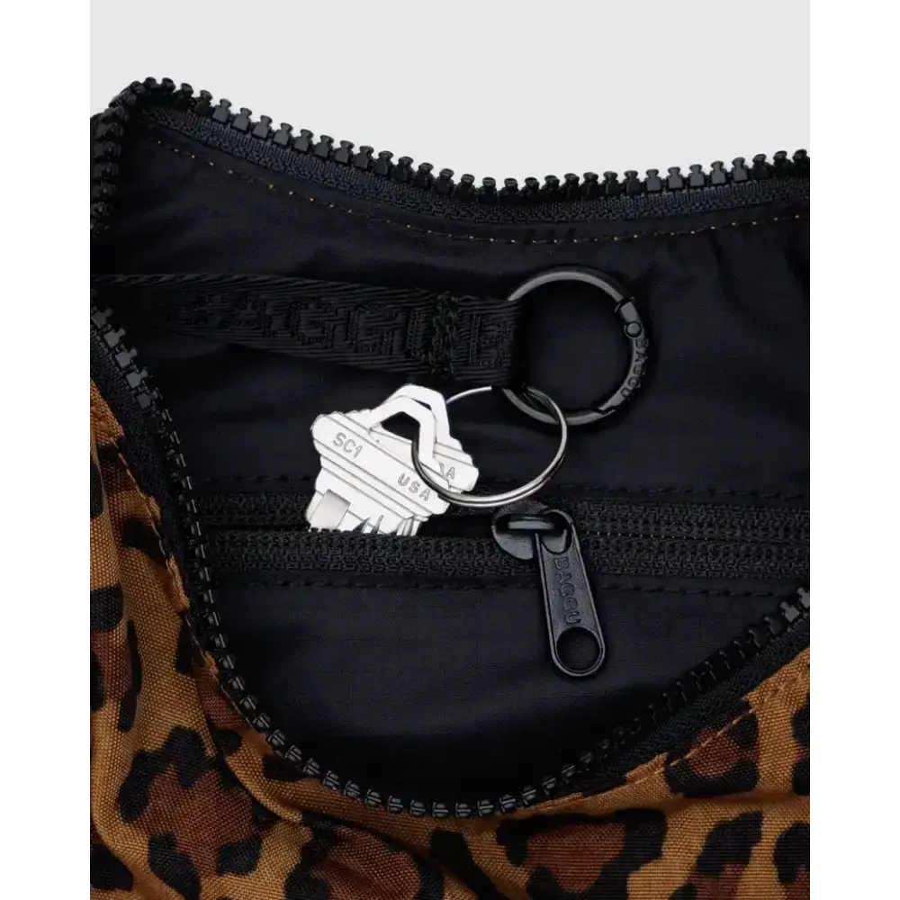 BAGGU Small Nylon Crescent Bag - Leopard