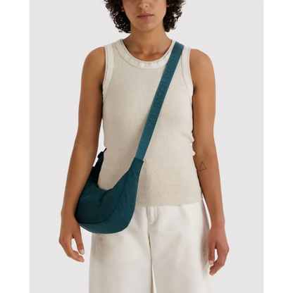 BAGGU Small Nylon Crescent Bag - Deep Sea
