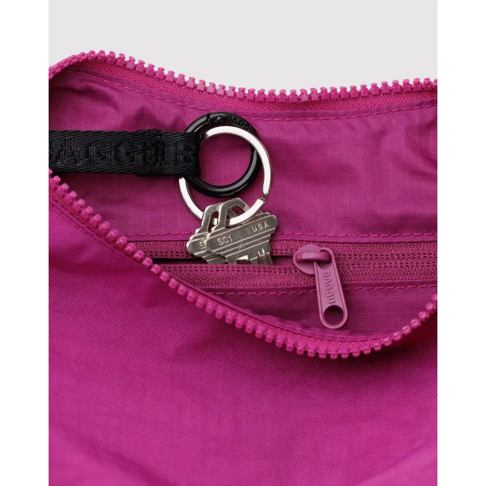 BAGGU Small Nylon Crescent Bag - Deep Fuchsia