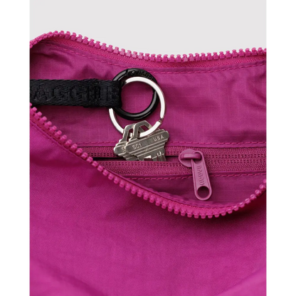 BAGGU Small Nylon Crescent Bag - Deep Fuchsia