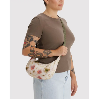 BAGGU Small Nylon Crescent Bag - Abstract Floral