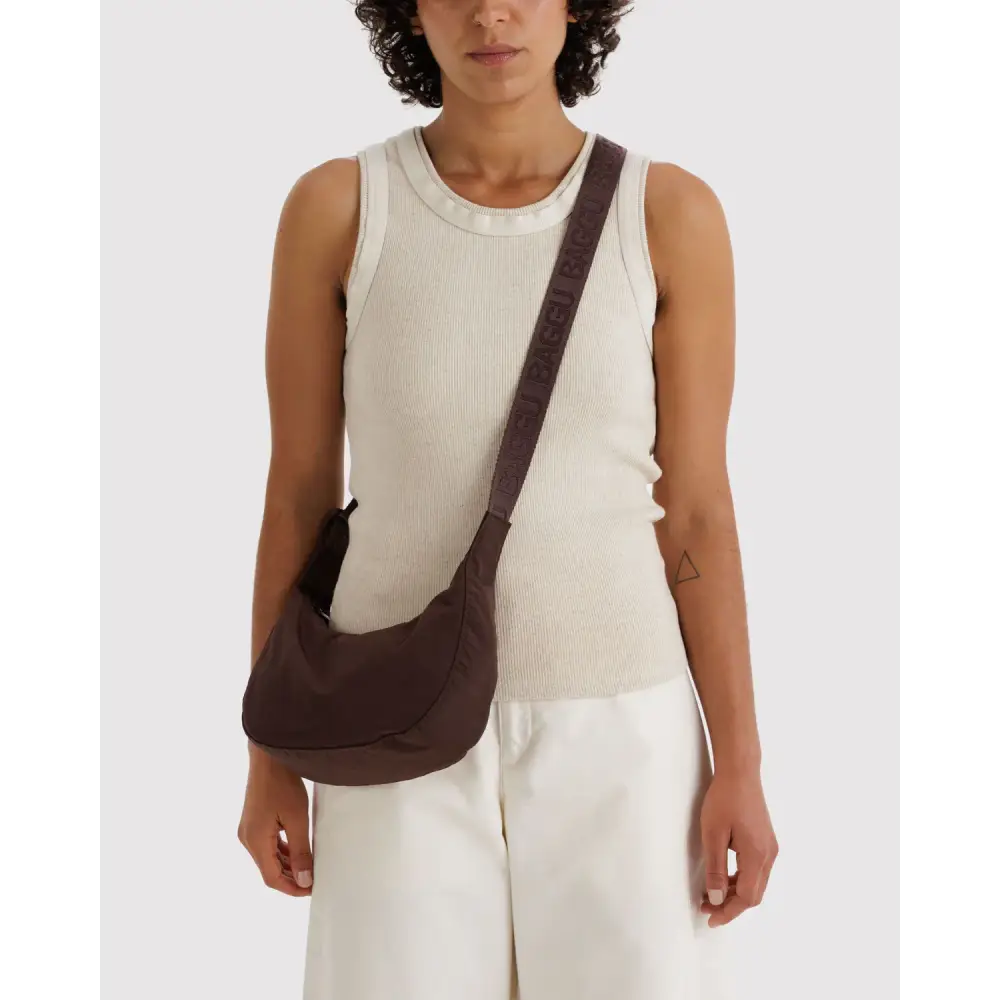 BAGGU Small Nylon Crescent Bag - Coffee