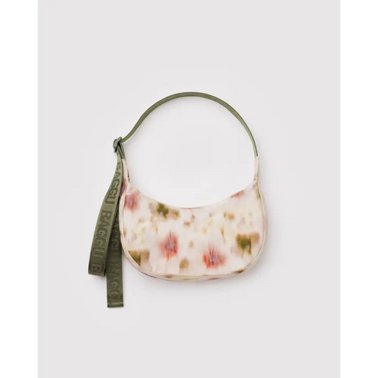 BAGGU Small Nylon Crescent Bag - Abstract Floral