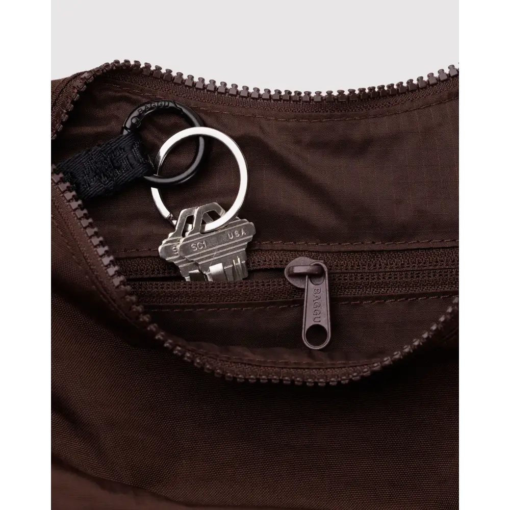 BAGGU Small Nylon Crescent Bag - Coffee