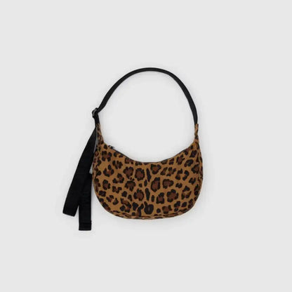 BAGGU Small Nylon Crescent Bag - Leopard