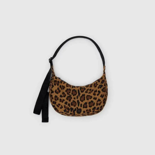 BAGGU Small Nylon Crescent Bag - Leopard
