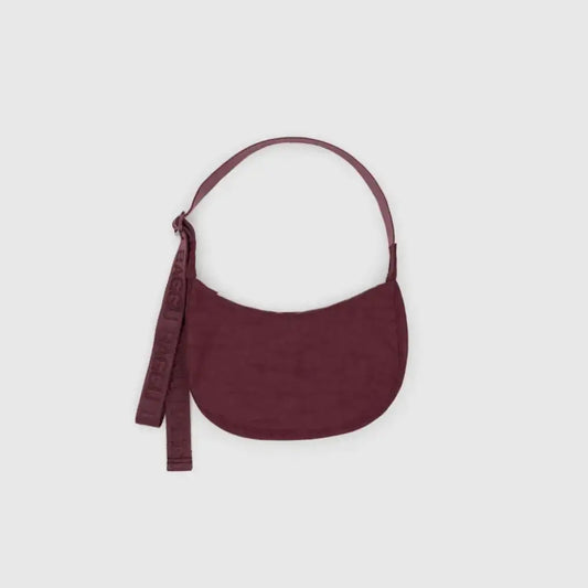 BAGGU Small Nylon Crescent Bag - Mahogany