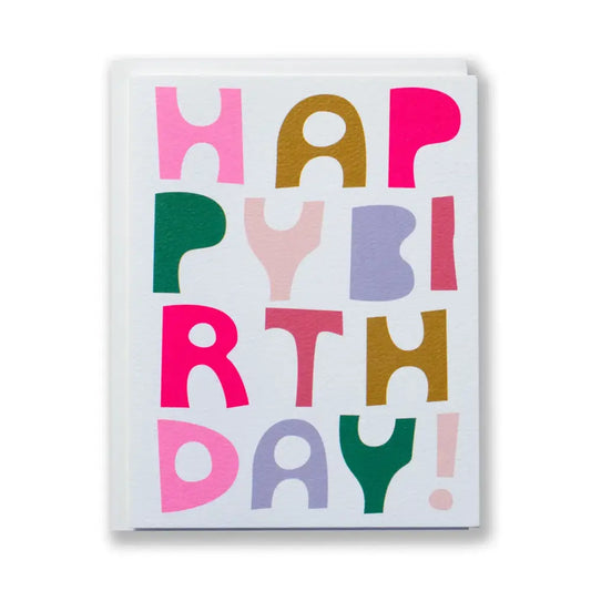 Block Print Happy Birthday Card - PABOOM